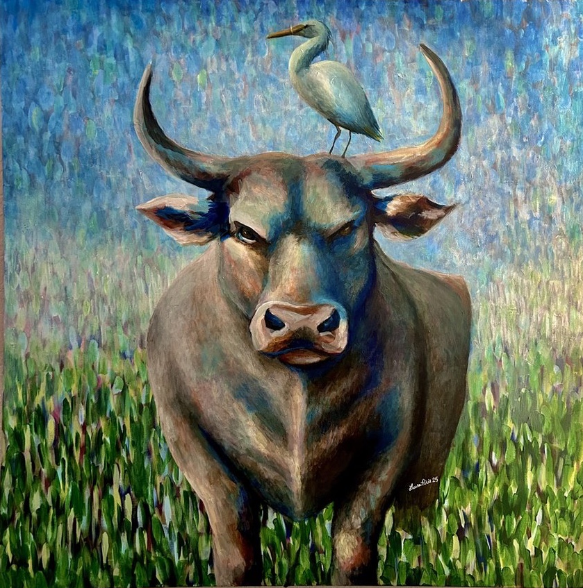 Bull with Bird painting
