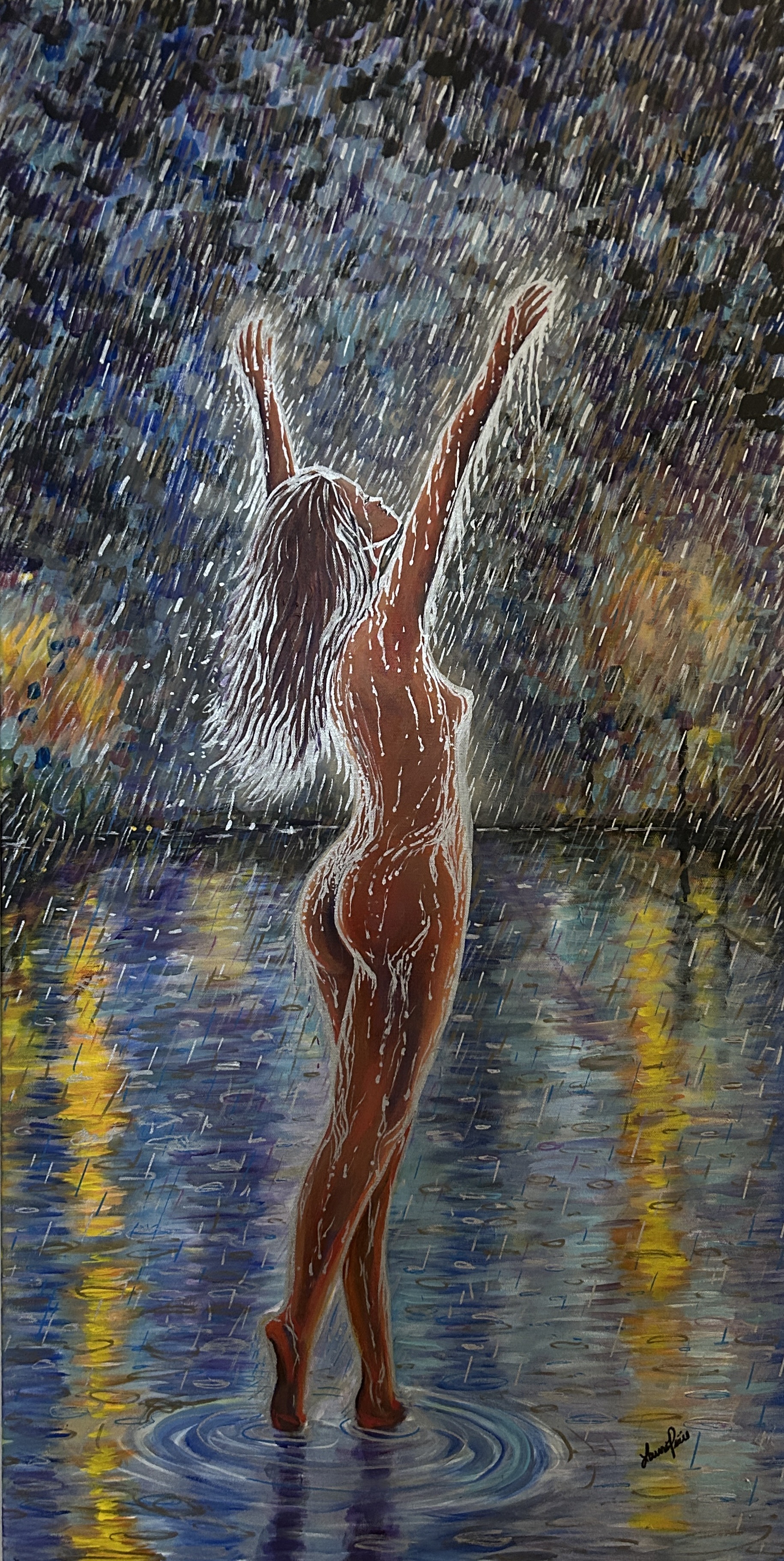 Dancing in the Rain painting