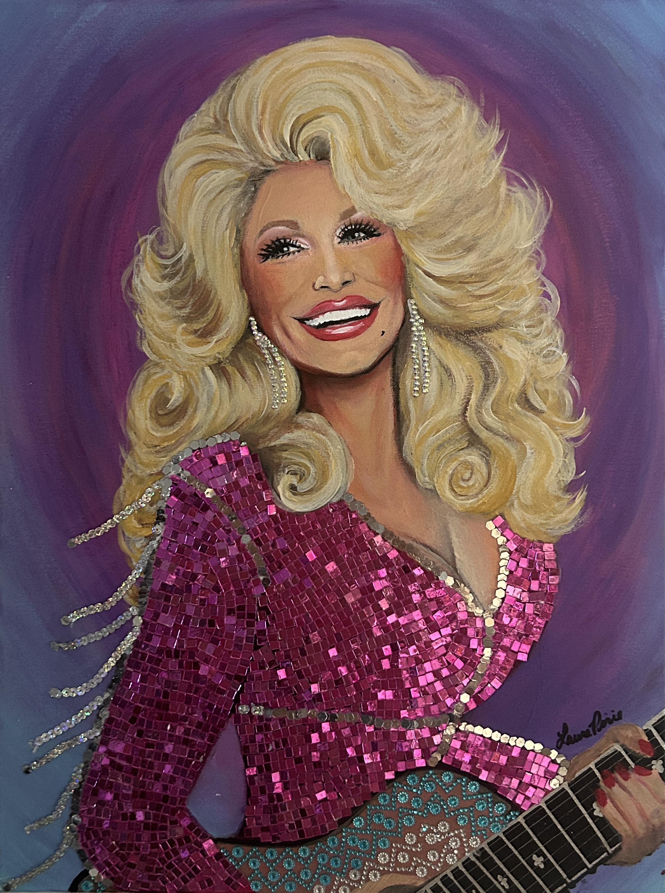 Dolly Parton with Guitar painting