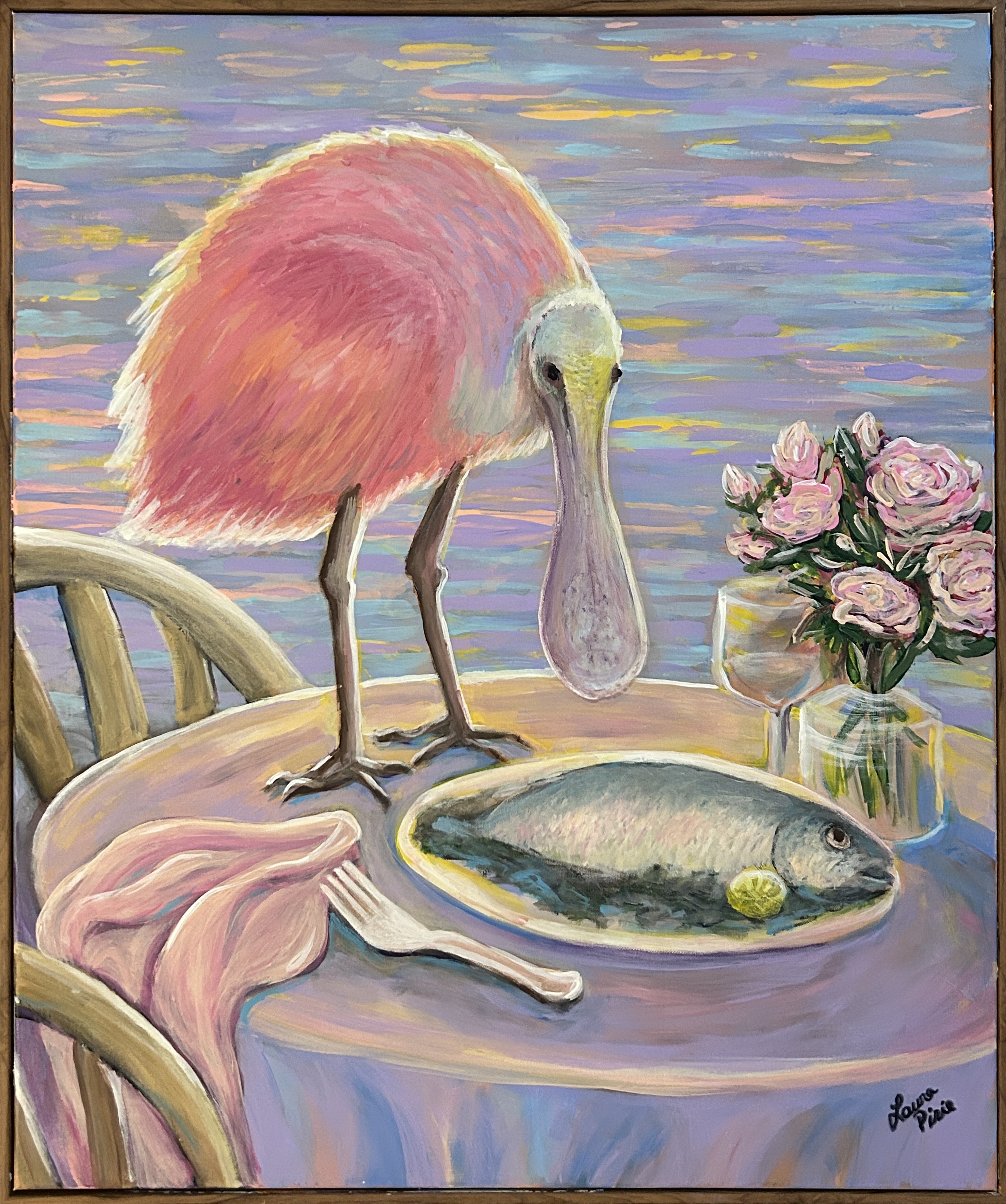 Roseate Spoonbill painting